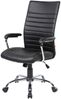 Dmora Stuhl mit Rädern Basciano, Präsidentensessel mit Armlehnen, ergonomischer Bürostuhl, 63x65h108/118 cm, Schwarz Bild 2