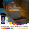 Beistelltisch mit LED-Beleuchtung & 2 Schubladen, Holzwerkstoff, 50×53×36 ,Mattweiß Bild 5