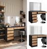 Schminktisch Sherry Anthrazit/Goldkraft Eiche 120 x 75 cm mit LED-Spiegel und Hocker Vicco Bild 2
