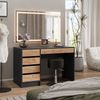 Schminktisch Sherry Anthrazit/Goldkraft Eiche 120 x 75 cm mit LED-Spiegel und Hocker Vicco Bild 4