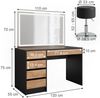 Schminktisch Sherry Anthrazit/Goldkraft Eiche 120 x 75 cm mit LED-Spiegel und Hocker Vicco Bild 3