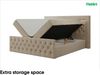 MEBLINI Boxspringbett GARDA 140x200 cm mit Bettkasten und LED – H3/Beige Samt Polsterbett - Gepolstert Doppelbett mit Matratze und Topper - Polsterbett mit Stauraum - Bett mit Kopfteil – Stauraumbett Bild 4