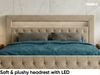 MEBLINI Boxspringbett GARDA 140x200 cm mit Bettkasten und LED – H3/Beige Samt Polsterbett - Gepolstert Doppelbett mit Matratze und Topper - Polsterbett mit Stauraum - Bett mit Kopfteil – Stauraumbett Bild 5
