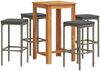 vidaXL 5-tlg. Gartenbar-Set Grau Massivholz Akazie und Poly Rattan 3295271 Bild 2