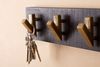 Wandgarderobe Mango Massivholz Metall 60x10x8cm Schwarz Gold Hakenleiste Flur Bild 4