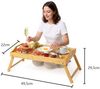 Servierbrett aus Bambus - Frühstücksbrett & Snacktablett mit Klappfüßen Bild 4