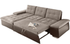 Ecksofa Couch Schlafcouch Schlafsofa Lederlook braun beige Ottomane links L-Form Bild 4