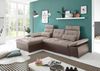 Ecksofa Couch Schlafcouch Schlafsofa Lederlook braun beige Ottomane links L-Form Bild 1