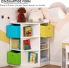 Kinderregal 57,4 x 57,4 x 94 cm mit 9 Fächern und 3 Stoffschubladen – Eckregal aus MDF in Weiß Bild 5