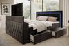 PROMETO Möbel Boxspringbett Doppelbett mit Matratze, Schubladen TV-Lift LED Beleuchtung, inkl. 7-Zonen-Taschenfederkernmatratze, TV-Lift im Fußteil, Topper Bild 4