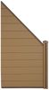WPC-Sichtschutz Sarthe, Windschutz Zaun, WPC-Pfosten ~ Erweiterungselement schräg links, 0,98m teak Bild 3