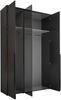 Drehtürenschrank >Kevo< 2 Böden, 2 Stangen, Spiegel, Graphit, Dekor - 135x225x52cm (BxHxT) Bild 4