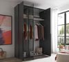 Drehtürenschrank >Kevo< 2 Böden, 2 Stangen, Spiegel, Graphit, Dekor - 135x225x52cm (BxHxT) Bild 3