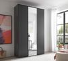 Drehtürenschrank >Kevo< 2 Böden, 2 Stangen, Spiegel, Graphit, Dekor - 135x225x52cm (BxHxT) Bild 2