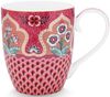 PiP Studio Becher Flower Festival sca. Henkelbecher dark p. XL 450 ml, Porzellan, Mug XL Flower Festival Scallop Deco Dark Pink 450ml Bild 2