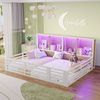 TavilaEcon Kinderbett Zaunbett 140x200 cm mit LED-Beleuchtung & Stauraum, App-Steuerung, LED-Streifen mit 60.000 Farben / 16 Hauptfarben, Weiß Bild 3