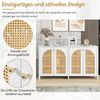 Sideboard mit 4 Kunst-Rattantüren & verstellbaren Regalböden, Weiß Bild 5