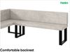 MEBLINI Eckbank für Esszimmer mit ausziehbarem Tisch - Küchenbank - Essecke - Sitzecke Küche - TONI - U-Beine 142x196x87cm Links - Beige Samt/B Weiß Matt Bild 5