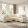 5-Sitzer Ecksofa 198 x 198 x 83 cm aus Cord mit LED-Beleuchtung und USB/USB-C Bild 4