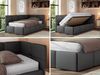 Jugendbett 90x200 ARVO Polsterbett mit Bettkasten, Stauraum & Gasdruckfeder, Modernes Design mit Kopfteil, Pocket Matratze - Grau Kunstleder - VIRE LUX - Rechts Seite Bild 2