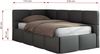 Jugendbett 90x200 ARVO Polsterbett mit Bettkasten, Stauraum & Gasdruckfeder, Modernes Design mit Kopfteil, Pocket Matratze - Grau Kunstleder - VIRE LUX - Rechts Seite Bild 3