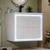 60x46x50cm Wandhängend Badezimmerschränke, Volllackierung, LED-Radarsensor-Beleuchtung, zwei Schubladen, leise Gleitschienen, Waschtisch,integriertes Waschbecken, weiß Bild 5