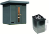 Karibu Sauna Hytti 1 terragrau mit 9 kW Ofen mit integrierter Steuerung Bild 2