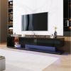 Celya TV-Schrank Glastrennwände und variable LED-Beleuchtung, Fernsehtisch TV Board Hochglanz-Wohnzimmermöbel Bild 2