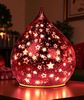 formano LED Deko Farbglas Tropfen Sterne Rot 16 cm Glasleuchte in Crackle-Optik + Timer (6h an/18h aus), Batteriebetrieben. – Stimmungslicht für Winter & Weihnachten – Dekoleuchte für gemütliches Zuhause Bild 3