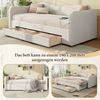 Merax Einzelbett 90x200 cm, Polsterbett, Daybett, Tagesbett, Sofabett, mit 2 Schubladen für Stauraum, Schlafsofa, ausziehbar auf 180 cm, mit USB-Anschluss, Beige Samt Bild 5