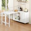 Sideboard mit ausziehbarer Tischplatte & Glasfront, weiß/gold, 116x40x78,5 cm Bild 2