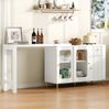 Sideboard mit ausziehbarer Tischplatte & Glasfront, weiß/gold, 116x40x78,5 cm Bild 1