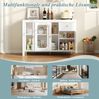 Sideboard mit ausziehbarer Tischplatte & Glasfront, weiß/gold, 116x40x78,5 cm Bild 3