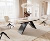 Esstisch Edge 180-220x100 Keramik Minas Melange Weiß-Beige V-Gestell Flachstahl Schwarz ausziehbar Bild 1