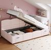 Polsterbett 90x200 cm in Rosa – Samtbett mit Stauraum, USB-A/USB-C und Seitentaschen Bild 5