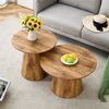 Couchtisch-Set 2-teilig, rund, 50 x 50 x H 48 cm & 60 x 60 x H 35 cm, MDF in Holzoptik, stapelbarer Wabi-Sabi Look Bild 2