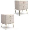 Lomadox Polsterbett BERNALDA-166, 180x200 cm Beige, mit 2 Nachttischen, modernes Design & edle Steppung Bild 4