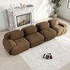 Flieks Modulares Cord Sofa 4-Sitzer, Cloud Sofa rahmenlos, bodennah mit tiefer Sitzfläche, weich & bequem, rutschfest, Braun Bild 3