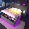 Polsterbett 180x200 cm mit Stauraum – Doppelbett mit LED und USB-C Ladestation, ohne Matratze Bild 2