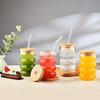 ALINK Gerippte Trinkgläser 4er Set 530ml mit Deckel und Strohhalm Bild 3