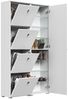 Schuhschrank Spiegel Comfort 4 Klappen 32 Paar 105x187 cm Weiss-Weiss Hgl : Weissmatt / Weiss hochglanz Bild 5