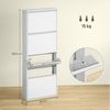 HOMCOM Schuhschrank mit 4 Klappen Schuhkipper Schmal für 8 Paar Schuhe Schuhregal (Metall Schuhkommode, 1-St, Schuhablage Wandmontage) für Eingangsbereich, Flur 55 x 15 x 139,5 cm Weiß Bild 3
