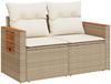 vidaXL Gartensofa mit Kissen 2-Sitzer Beige Poly Rattan 366083 Bild 4