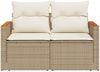 vidaXL Gartensofa mit Kissen 2-Sitzer Beige Poly Rattan 366083 Bild 5