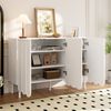 Merax Sideboard in Holzoptik mit Push-to-Open-System (Buffetschrank Anrichte, 1 St), Kommode mit 3 Wellentüren & verstellbaren Regalen, 120x35x80cm Bild 3