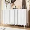 Merax Sideboard in Holzoptik mit Push-to-Open-System (Buffetschrank Anrichte, 1 St), Kommode mit 3 Wellentüren & verstellbaren Regalen, 120x35x80cm Bild 4
