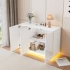 Sideboard, 120x40x75 cm, weißes Hochglanz-Sideboard mit LED-Beleuchtung, 2 Türen & offenem Fach Bild 3