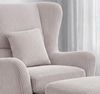 Ohrensessel mit Hocker,Taschenfederkern,Landhausstil Lesesessel,Cord Silbergrau Bild 5