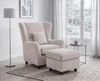Ohrensessel mit Hocker,Taschenfederkern,Landhausstil Lesesessel,Cord Silbergrau Bild 2