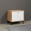 trendteam smart living - Touch - Sitzbank - Eiche/Weiß - Garderobenbank mit Platz für 4 Schuhpaare - Moderne Metallfüße - (BxHxT) 63 x 56 x 40 cm - Klappe mit Soft-Close Funktion - Rautenoptik Bild 5